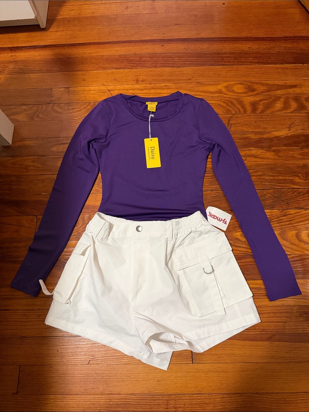 Daisy Deep Purple Long Sleeve Crewneck Top